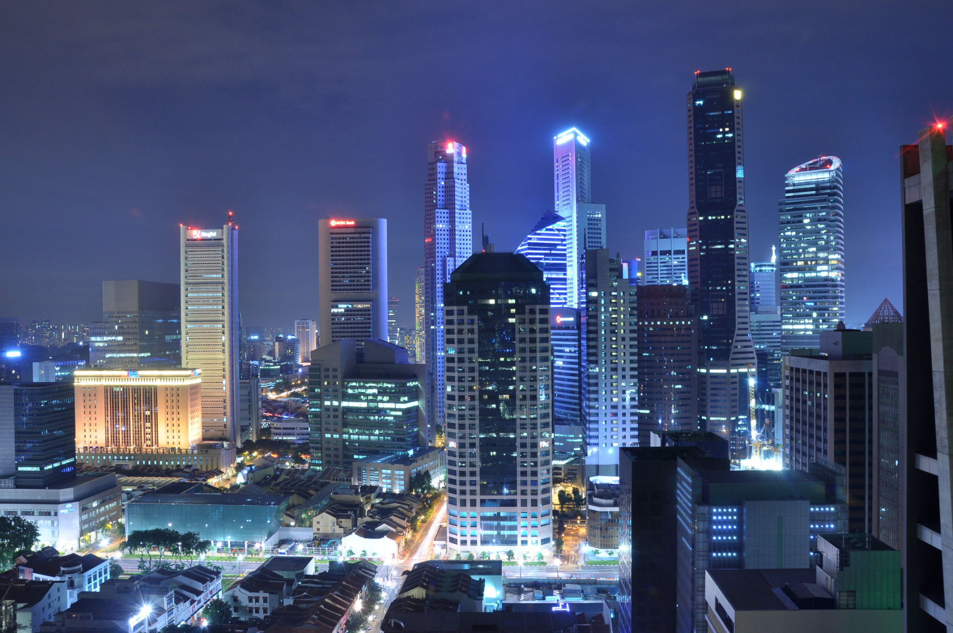 A Singapore residential skyline viewed at dusk.